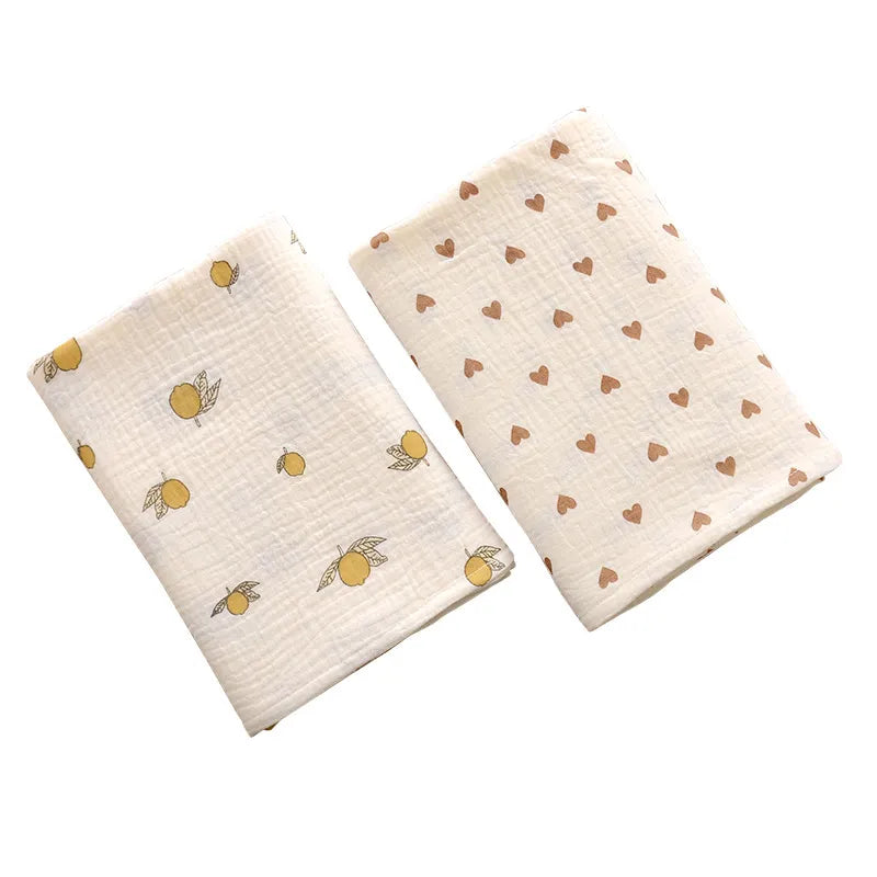 Children's Muslin Swaddle Two Layer,close up,lemon,love 