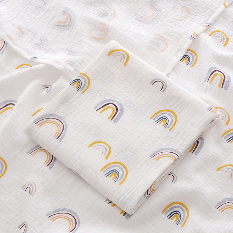 Children's Muslin Swaddle Two Layer,close up,rainbows 