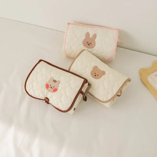 Foldable Portable Diaper Changing Pad,bear,squirrel,rabbit