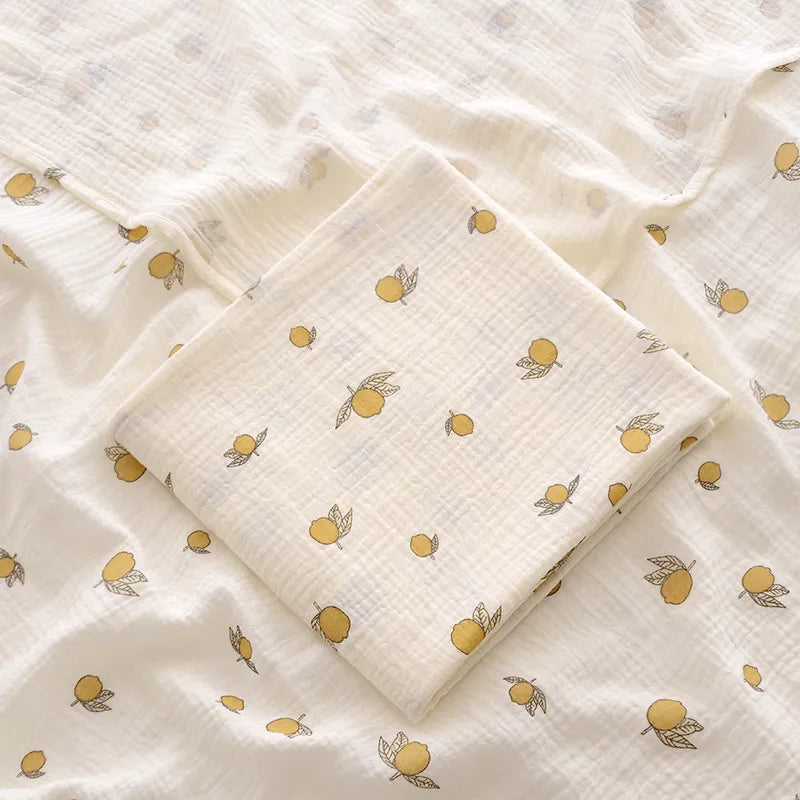 Children's Muslin Swaddle Two Layer,close up,lemon