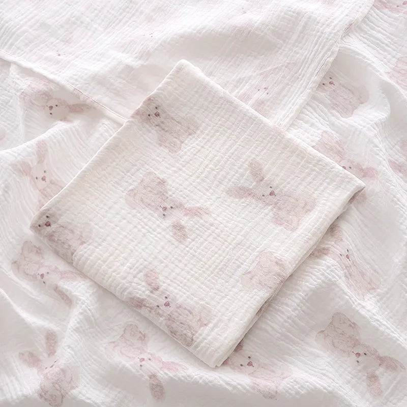Children's Muslin Swaddle Two Layer,close up,rabbit 