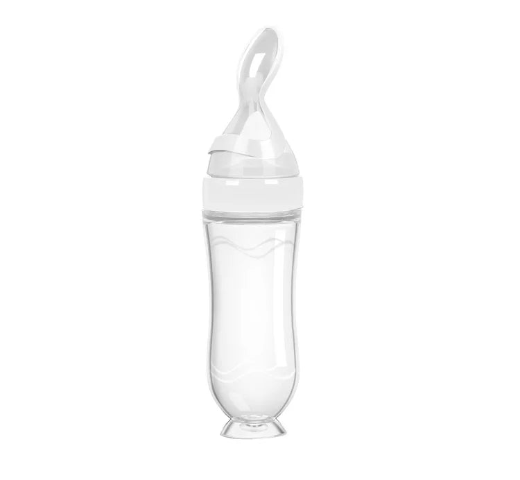 Baby squeeze Feeding Bottles With Spoon,white
